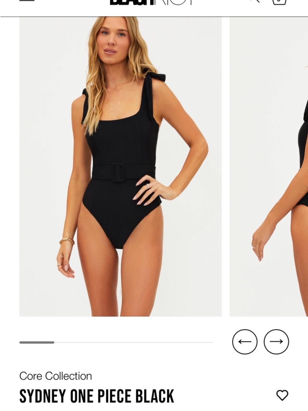 NWT Beach Riot Sydney Black Belted One-Piece Swimsuit XS - Picture 5 of 6